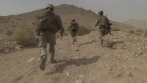 Marines conduct a long range raid during Mission Rehearsal Exercise - 2015 Stock Footage 94381796