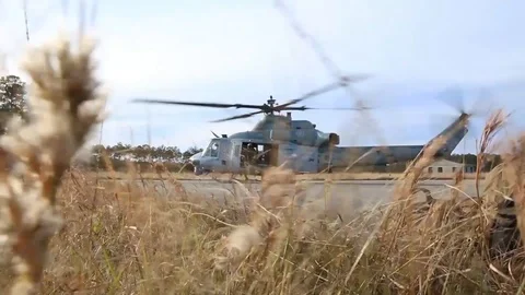 Marines conduct a vertical assault as part of 6th Marine Regiment FEX - 2018 Stock Footage 106036671