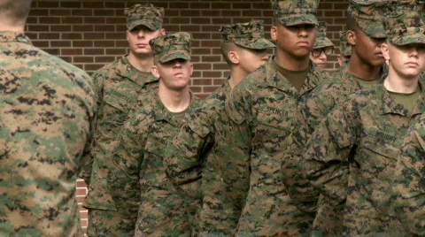 Marines in Formation (HD) Stock Footage 547566