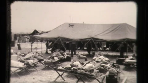 Marines Tents Cots Work Construction Army Military American Marines in Stock Footage 130356774