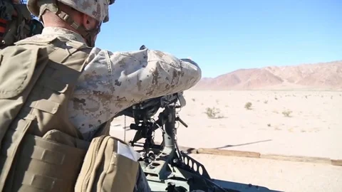 Marines trained with M2 Machine Gun - 2018 Stock Footage 106140363