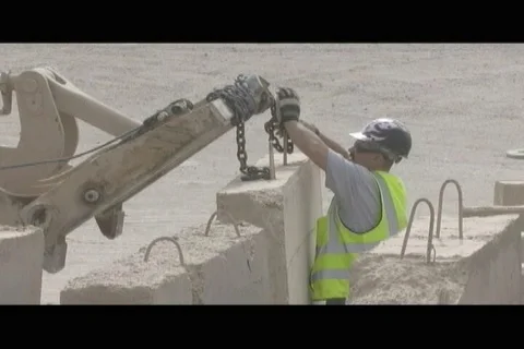 Marines using heavy equipment to distribute barricade at champ Fallujah - 2008 Vídeo Stock 108262648