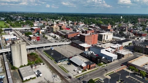 Marion Ohio downtown - Aerial Drone Stock Footage 314504853