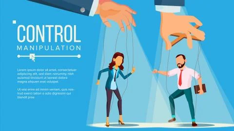 Marionette Concept Vector. Manipulation Big Managing Hand. Employee. Worker On 스톡 일러스트