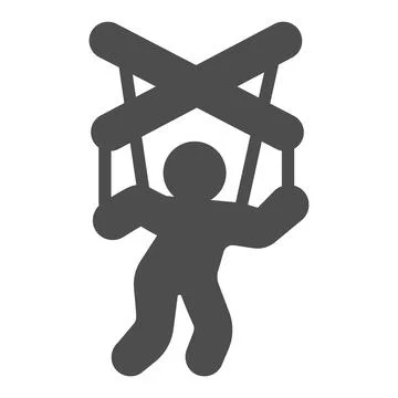 Marionette, human puppet on strings, dummy solid icon, theater concept, man Stock Illustration