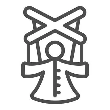 Marionette, puppet on strings, dummy line icon, theater concept, doll marionette Stock Illustration