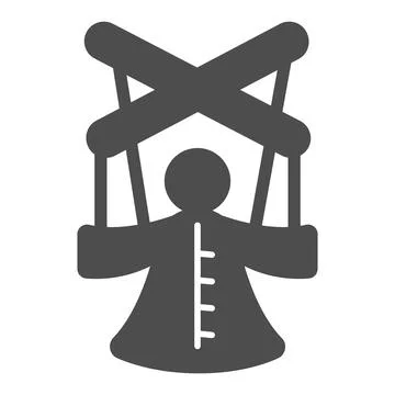 Marionette, puppet on strings, dummy solid icon, theater concept, doll Stock Illustration