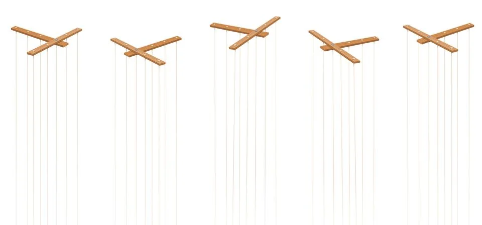 Marionette Strings Five Empty Bars No Puppets Stock Illustration