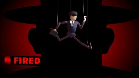 Marionette workers on strings in a hurry substitute each others Stock Footage 108872782