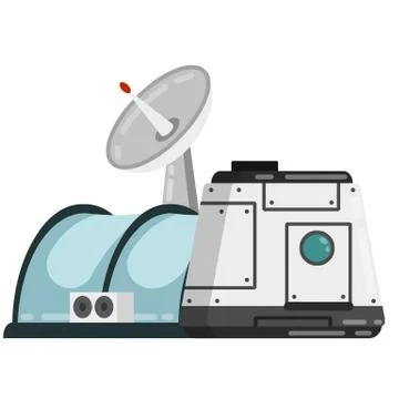 Marisan module. Spaceship, base, and living quarters. Illustrazione stock