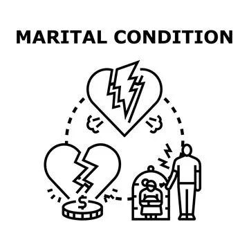 Marital condition concept exploring love and financial problems 스톡 일러스트