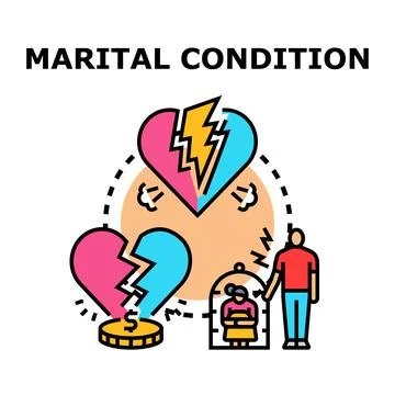 Marital condition concept exploring love and financial problems Stock Illustration