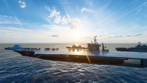 Maritime aircraft carrier fleet Stock Footage 288172953