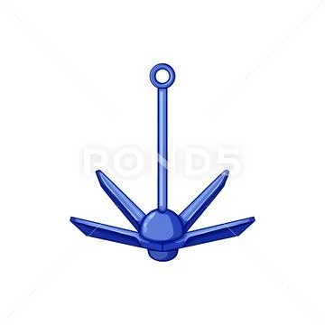Maritime boat anchor cartoon vector illustration: Graphic #253900649