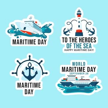 Maritime Day Label Flat Cartoon Hand Drawn Templates Background Illustration Stock Illustration