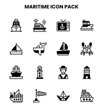 Maritime DuoTone Vector Icons Pack Stock Illustration