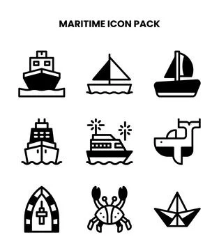 Maritime DuoTone Vector Icons Pack Stock Illustration
