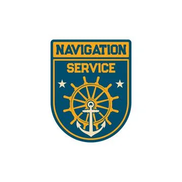 Maritime forces patch with steering wheel, anchor Stock Illustration