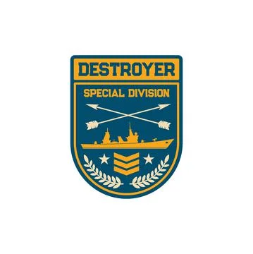Maritime forces patch on uniform with sub boat Stock Illustration
