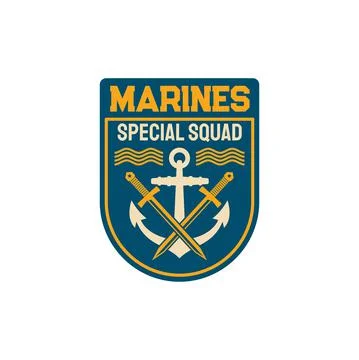 Maritime forces patch on uniform with sword anchor Stock Illustration