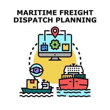 Maritime freight dispatch planning system concept Stock Illustration