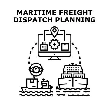 Maritime freight dispatch planning system concept Stock Illustration