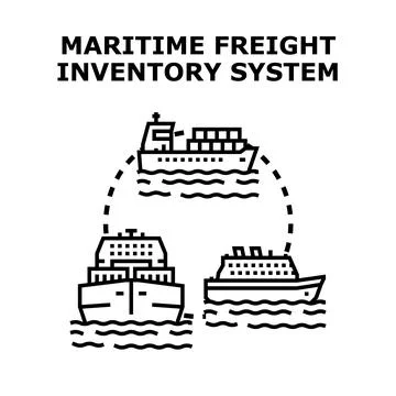 Maritime freight inventory system controlling global logistics Stock Illustration