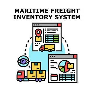 Maritime freight inventory system tracking logistics Stock Illustration