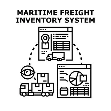 Maritime freight inventory system tracking logistics Stock Illustration