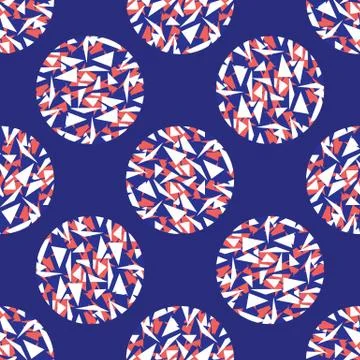 Maritime Geometric Triangle Polka Dot. Seamless Vector Pattern. Classic Blue Red Stockillustratie
