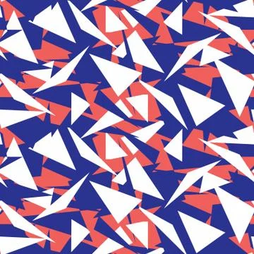 Maritime Geometric Triangle Seamless Vector Pattern. Classic Blue Red White Flag Illustrazione stock