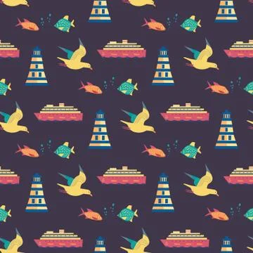 Maritime icons pattern Stock Illustration