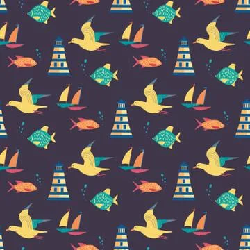 Maritime icons pattern Stock Illustration