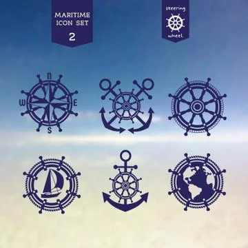 Maritime icons set Stock Illustration