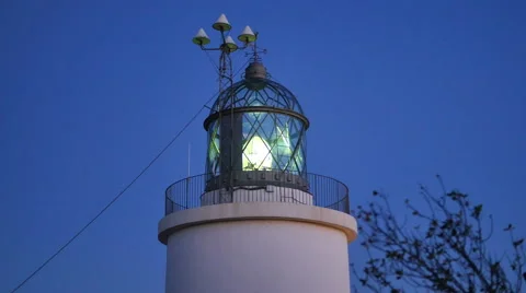 Maritime Lighthouse Start at Sunset Stock Footage 54312215