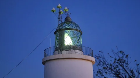 Maritime Lighthouse Start at Sunset Stock-Footage 80541501