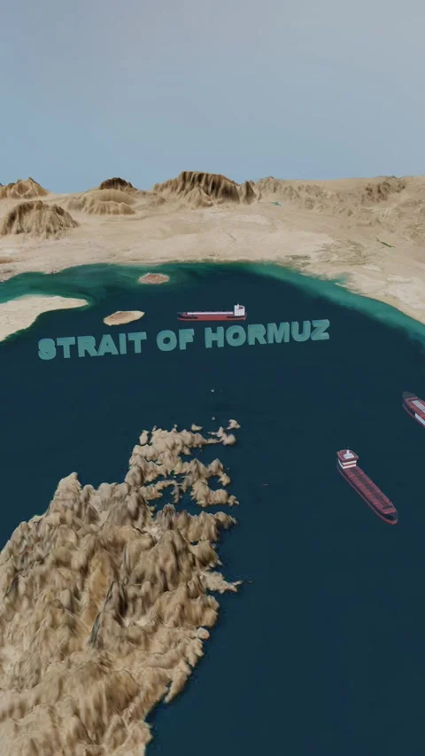 Maritime Logistics and Oil Export 4K Animation of Hormuz Strait Vertical Stock Footage 335390501