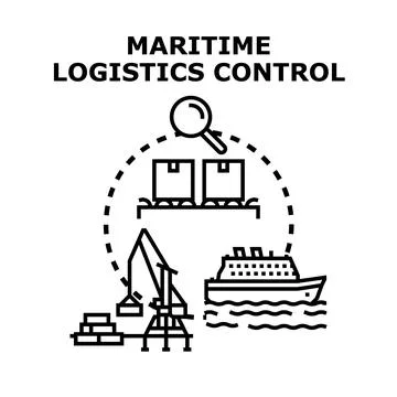 Maritime logistics control global shipping cargo delivery Stock Illustration