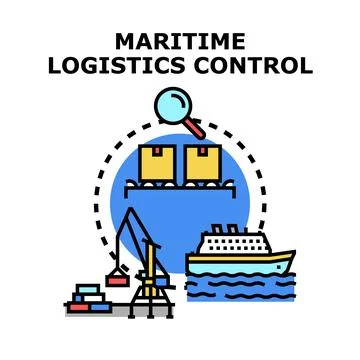 Maritime logistics control global shipping cargo delivery Stock Illustration