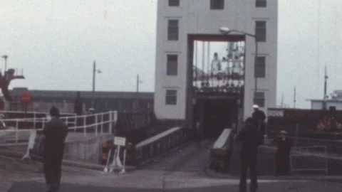 Maritime Passenger Ferry Loading Ramp At Port Of Dover 1970s Stock Footage 346793708
