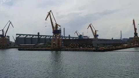 Maritime Port With Cranes Stock Footage 138752334