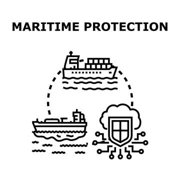 Maritime protection securing shipping and preventing pollution Stock Illustration