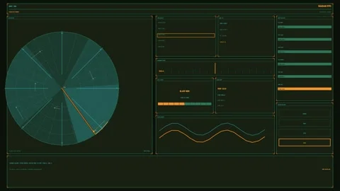 Maritime Radar Navigation HUD Seamless Loop Stock Footage 342332423