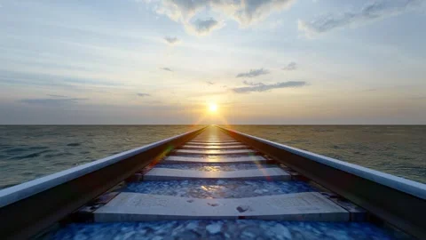 Maritime railway track background Stock Footage 288176178
