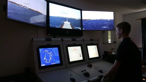 .Maritime School student at the simulation center Stock Footage 89840292