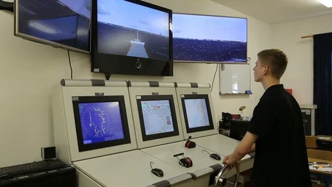 .Maritime School student at the simulation center Stock Footage 89843484