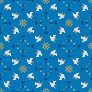 Maritime seamless pattern Stock Illustration