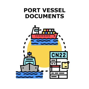 Maritime shipping vessel documentation for global logistics process Stock Illustration