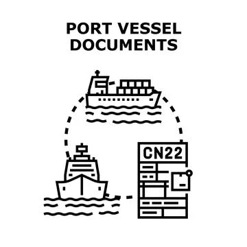 Maritime shipping vessel documentation for global logistics process Stock Illustration