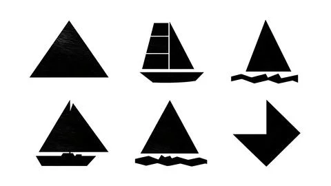 Maritime Signal Flags Black Solid Silhouette Icon Collection Illustrazione stock